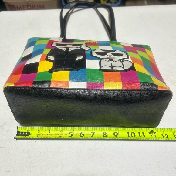 Karl Lagerfeld Blue/Black Multi Color "Karl & Cat" Tote Bag - Picture 9 of 11